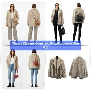 Theory Clairene Oversized Faux-Fur Jacket Size M/L